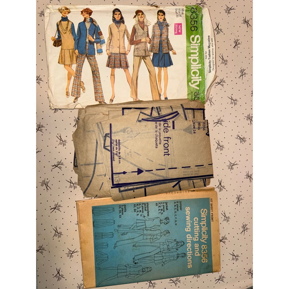 Vintage 1969 Simplicity 8356 Sewing Pattern Jacket Jumper Pants Mod Size 14 B 36 - Picture 4 of 4